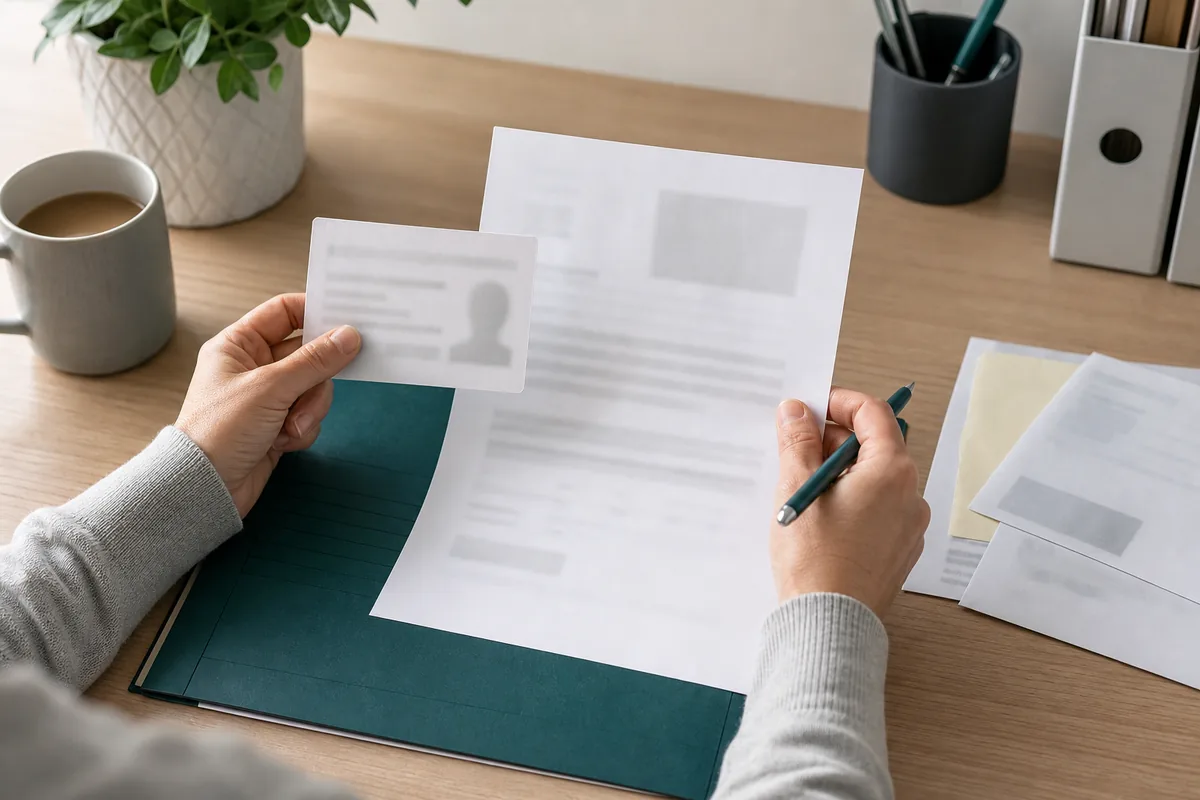 Anonymised identity and address documents being checked for a tenant application