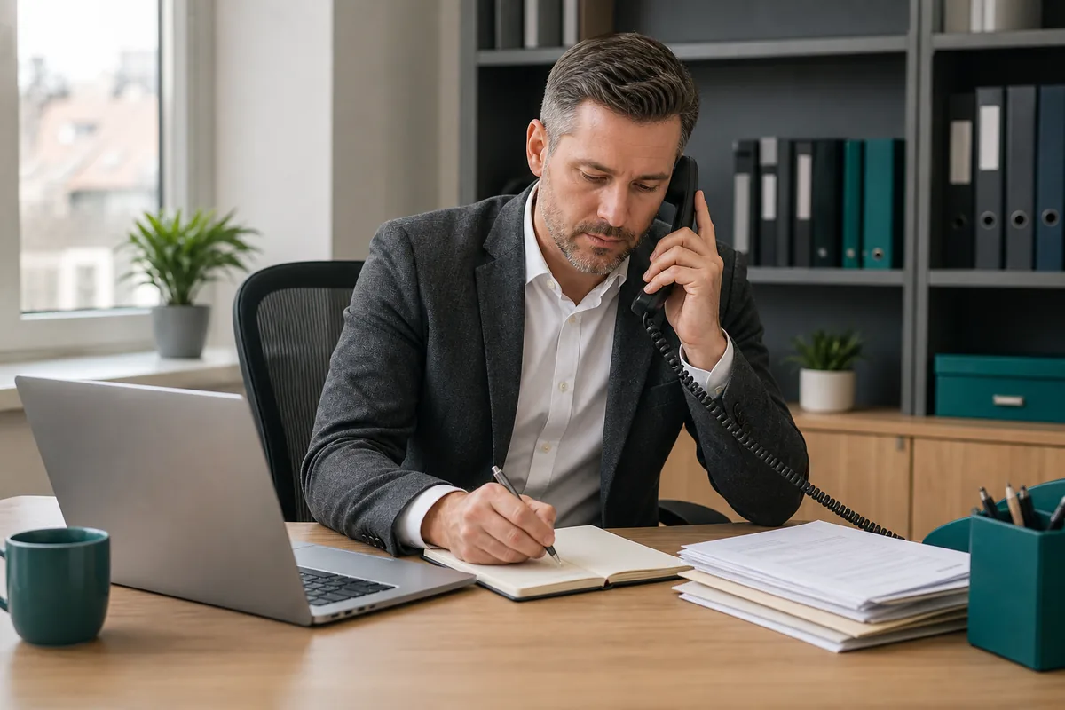Investigator verifying employment and reference information for a tenant screening report