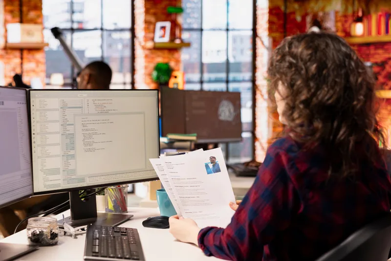 Professional reviewing background check documents