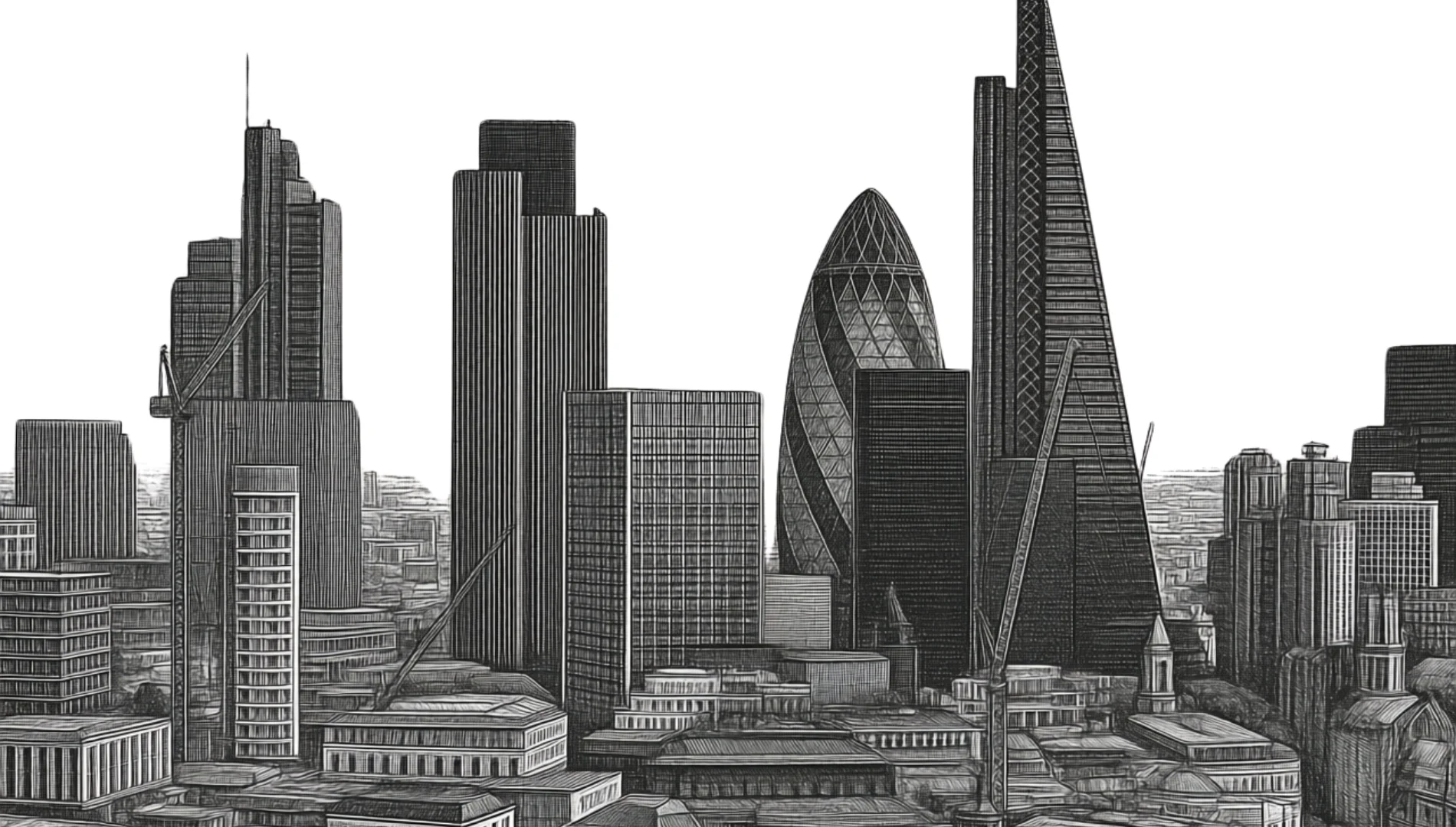 London skyline showing iconic City of London buildings