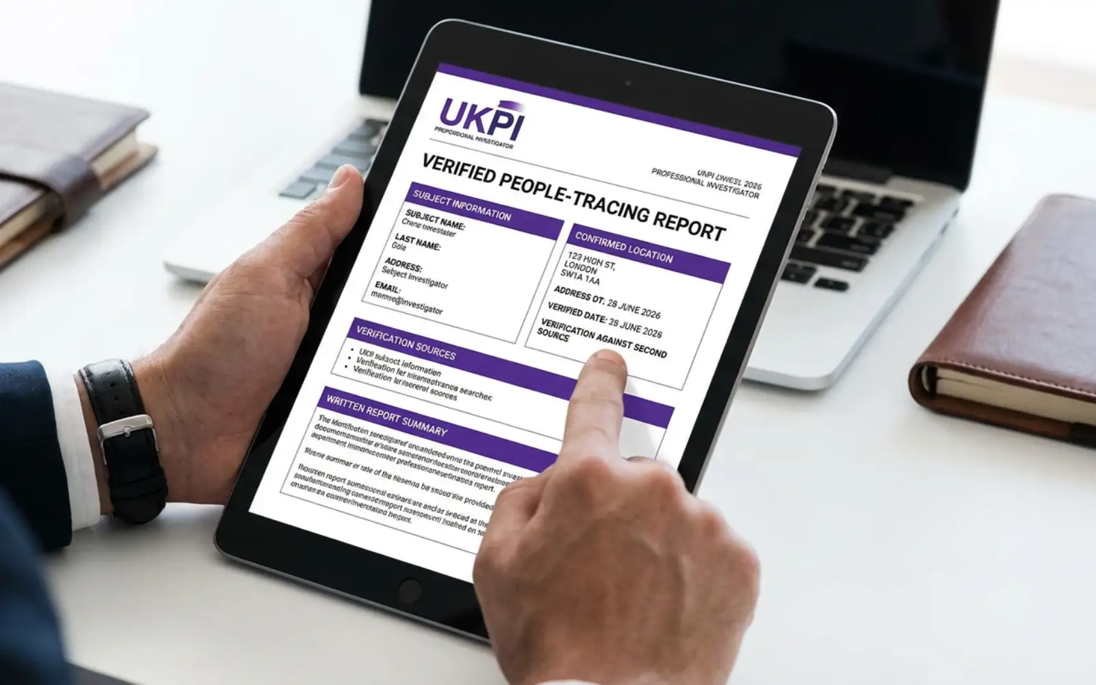 Written phone tracing report showing a confirmed UK address