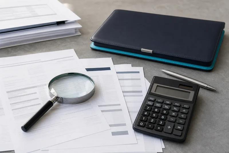 Fraud investigation document review with a cyan case-file detail